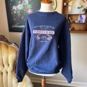 ☾ Vintage “greatest fisherman” thick crewneck sweatshirt
